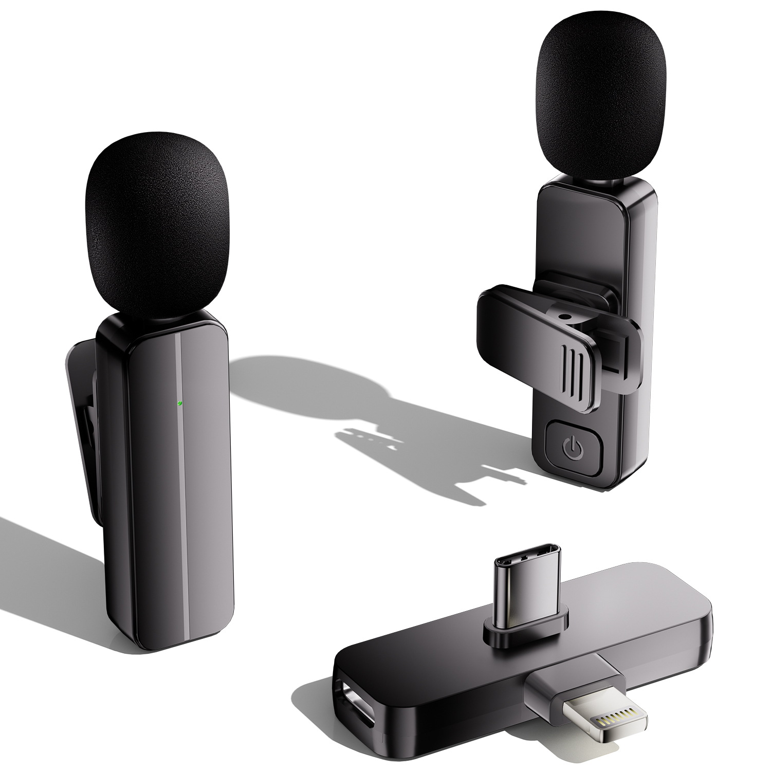 2 Pack Wireless Mini Lavalier Lapel Microphone BMi07 with Noise Reduction 6H Working Time for Video Recording Vlogging, YouTube