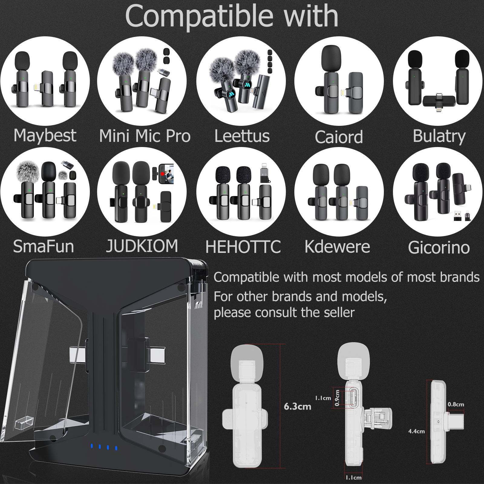 Storage and Charging Case Compatible with MAYBESTA, Leettus,Mini Mic pro,Caiord,JUDKIOM,SmaFun,HEHOTTC,Kdewere,Gicorino Wireless Mini Lavalier Lapel Microphone