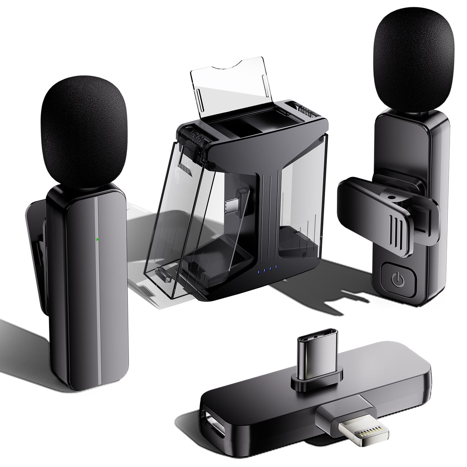 2-Pack Wireless Mini Lavalier Lapel Microphone for iPhone,Android Phone(2 in 1) w/ Case - 65ft Cordless Clip on Dual Mics with Noise Reduction 6H Working Time for Video Recording Vlogging, YouTube